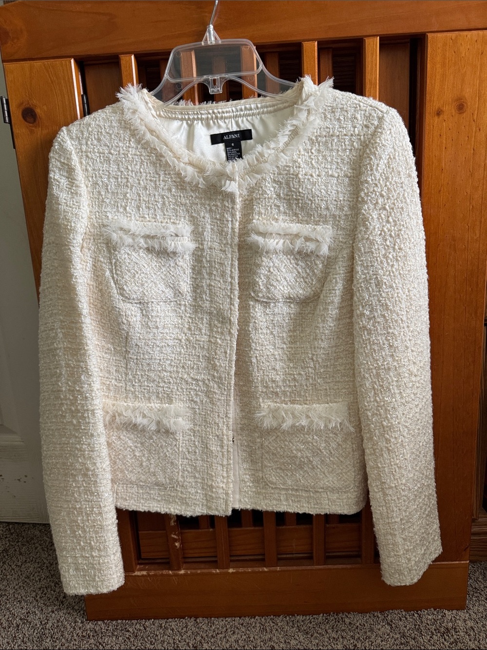 Alfani Tweed Cream Jacket 6